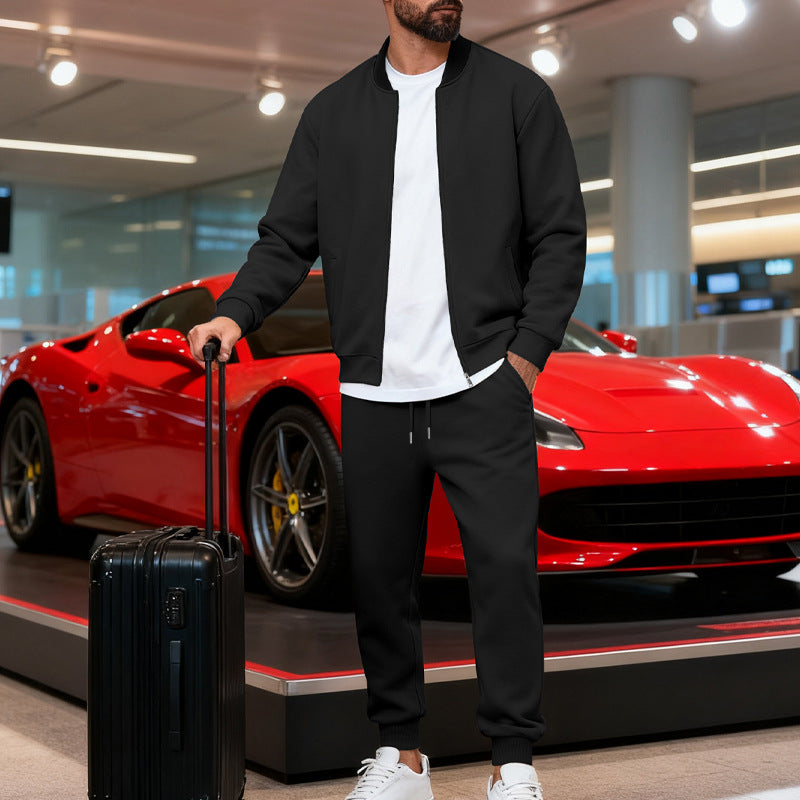 Mens Yolk-zip Baseball Jacket And Sportswear Set