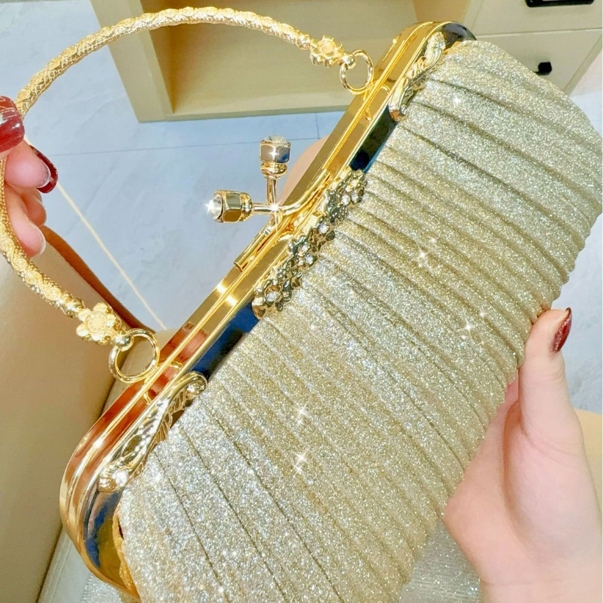 Diamond-Embellished ShoulderCrossbody Handbag For Women With Diamonds On The Strap