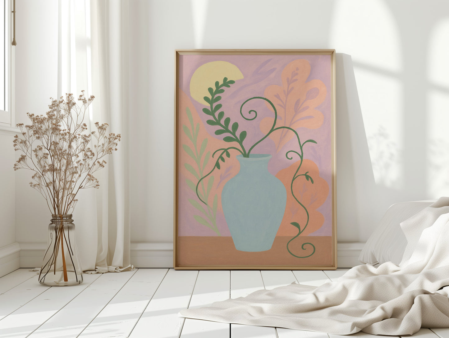 Twilight Leaves in a Pale Blue Vase