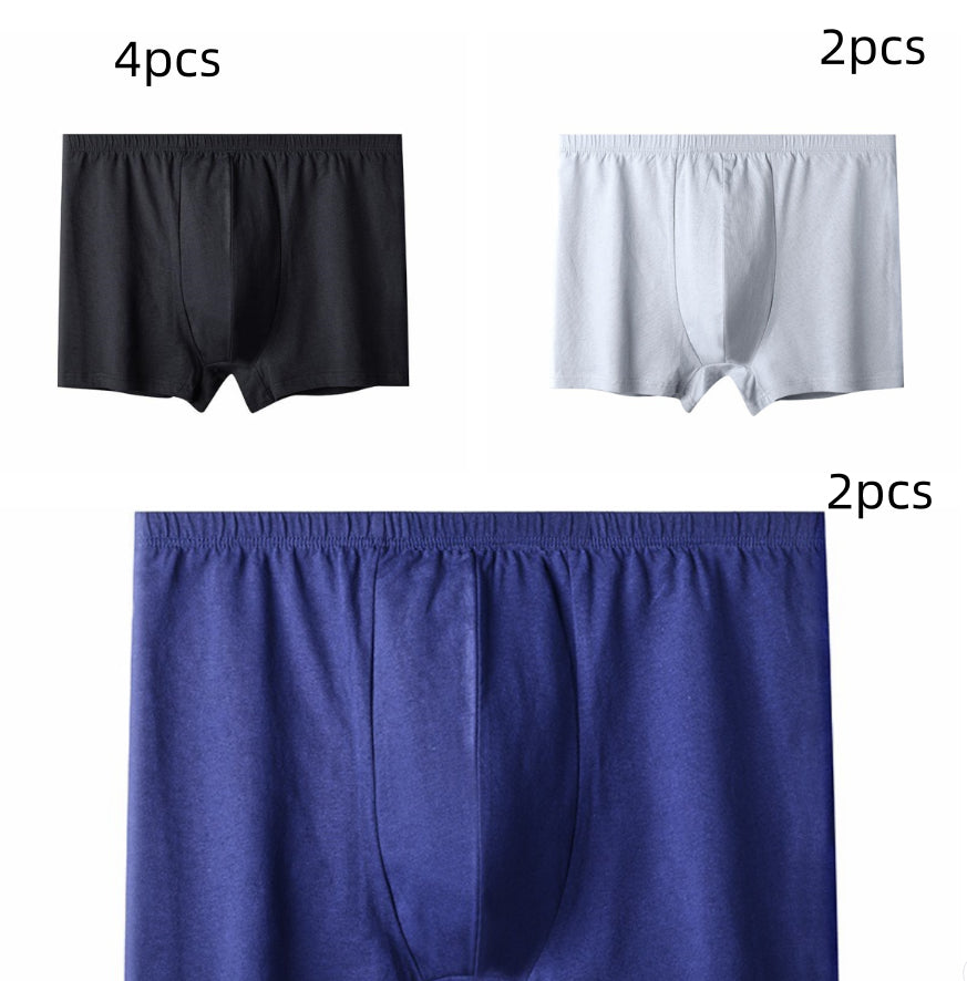 Men's High-waisted Pure Cotton Plus Size Loose Deep-crotch Cotton Breathable Boxer Shorts