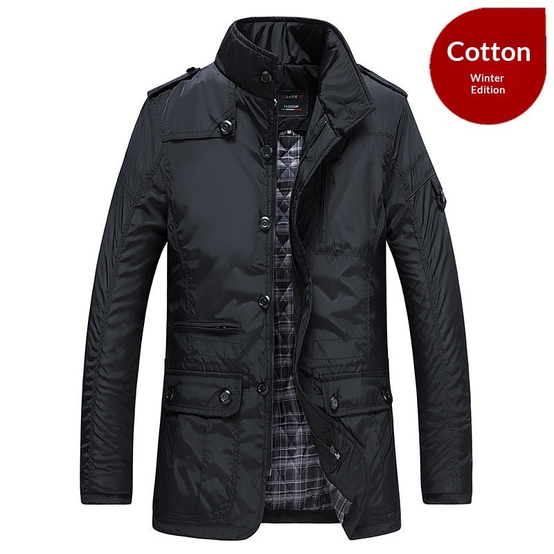Autumn And Winter New Mid-length Jacket Men's Windproof Casual Oversized Loose