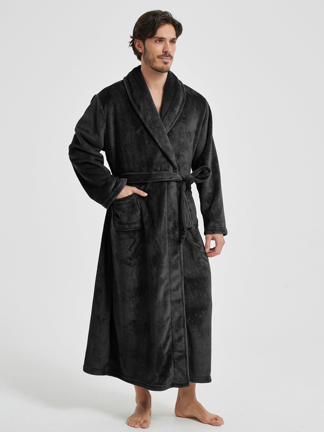 European And American-style Flannel Men's House Robe