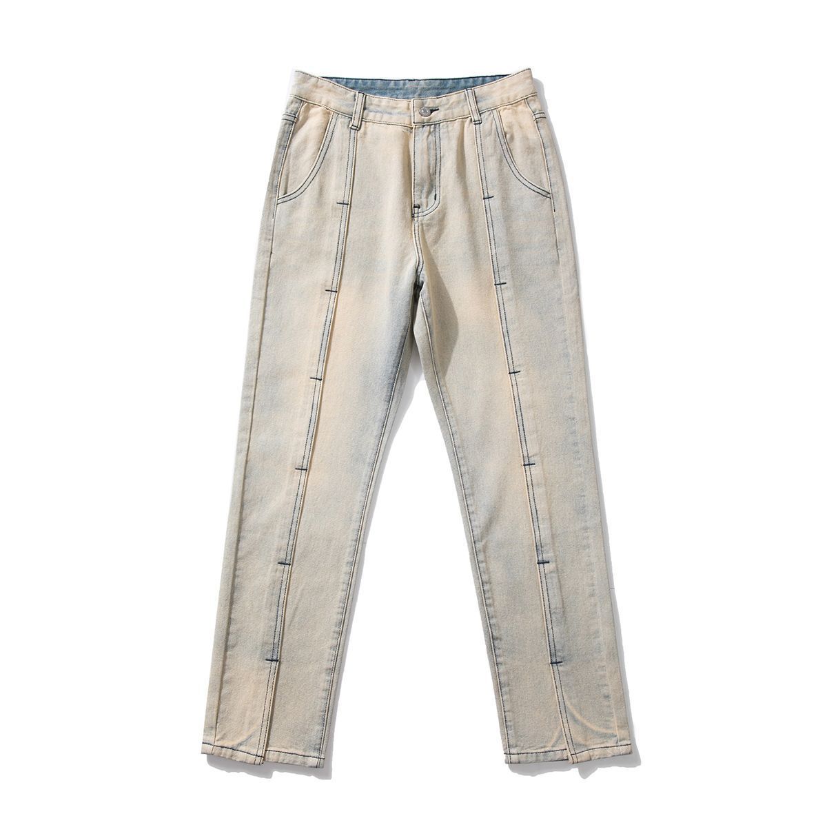 High-end Wide Leg Slimming Motorcycle Stitching Jeans