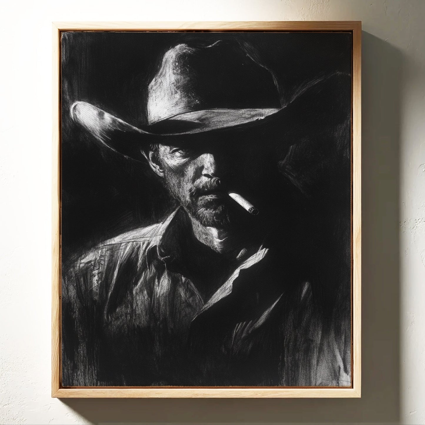 Cowboy de minuit dans l'ombre du fusain