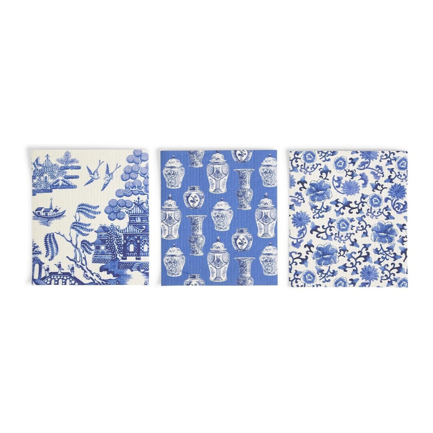 Chinoiserie Öko-Küchentücher – Biologisch abbaubare Zellulose-Baumwolle, 3 Designs