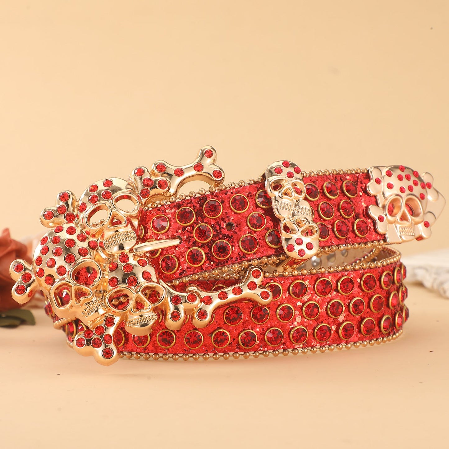 Diamond Inlaid Skull Rhinestone Belt