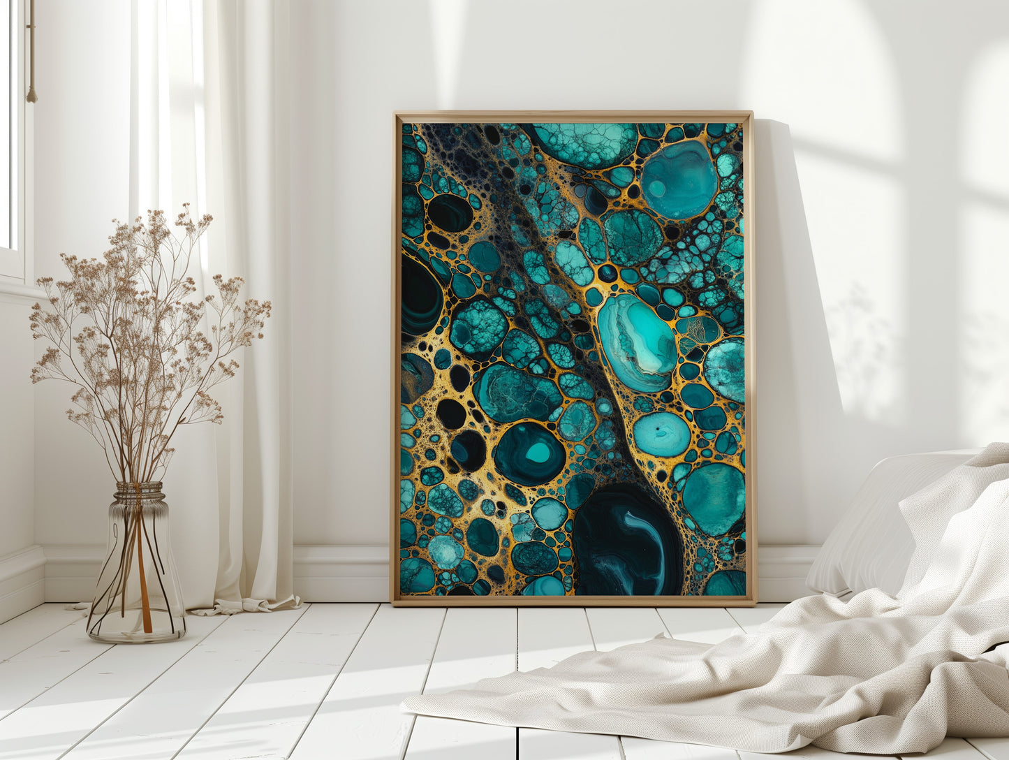 Golden Currents Beneath Turquoise Skin