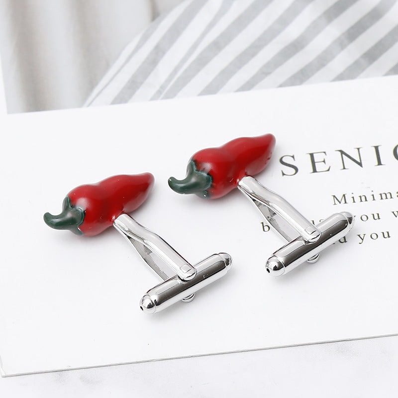 Mens Creative Red Pepper French Cufflinks