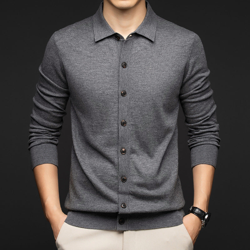 Mens Casual Commuter-style Solid-color Wool Sweater