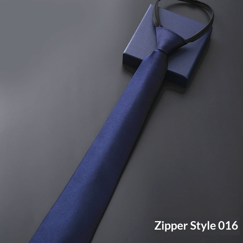 Mens Business Formal Zipper Tie With Blue Stripes