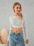 Fashionable Beaded T-shirt Sequined Slim-fit Crop Top