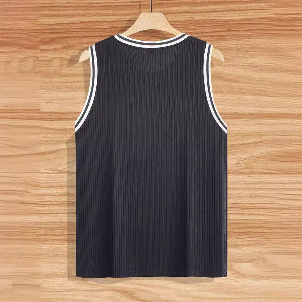 Knitted Vertical Stripes Fitness Sports Slim-fitting Vest