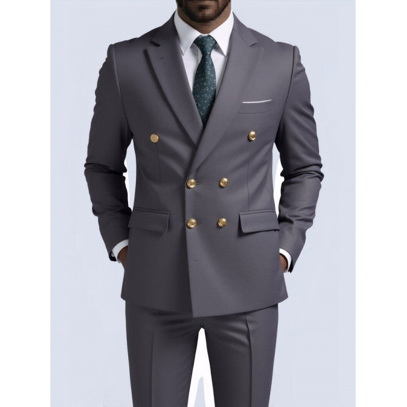 Mens Double-Breasted Fashionable Casual Blazer