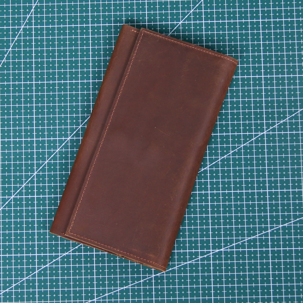 Retro Crazy Horse Leather Men's Long Wallet Handbag
