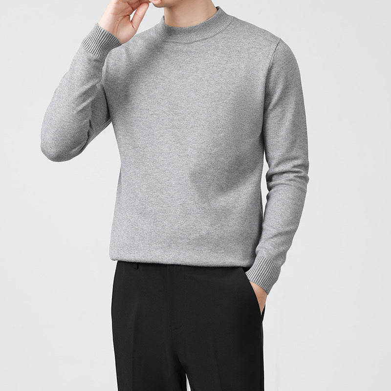 Mens Thickened White Knit Bottoming Sweater