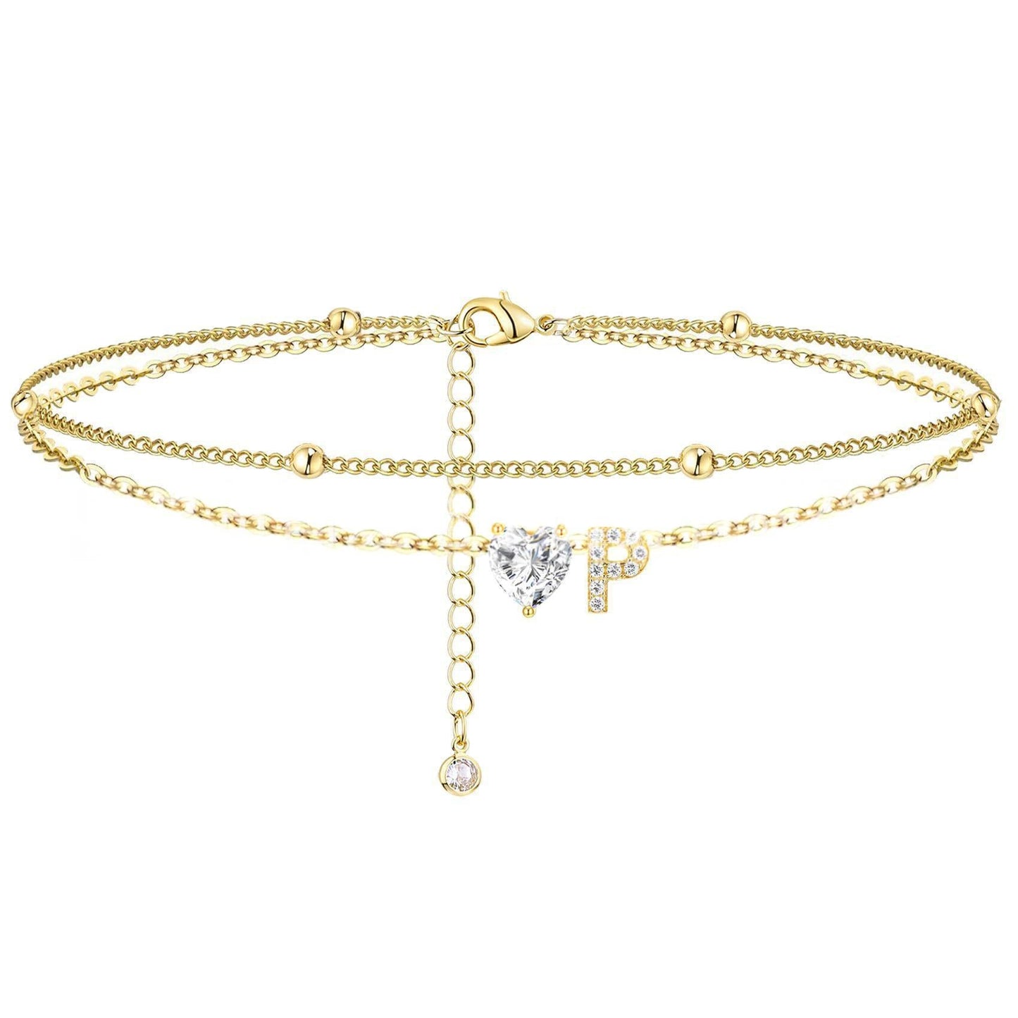 Womens Adjustable Delicate Versatile Double-layer Anklet Set