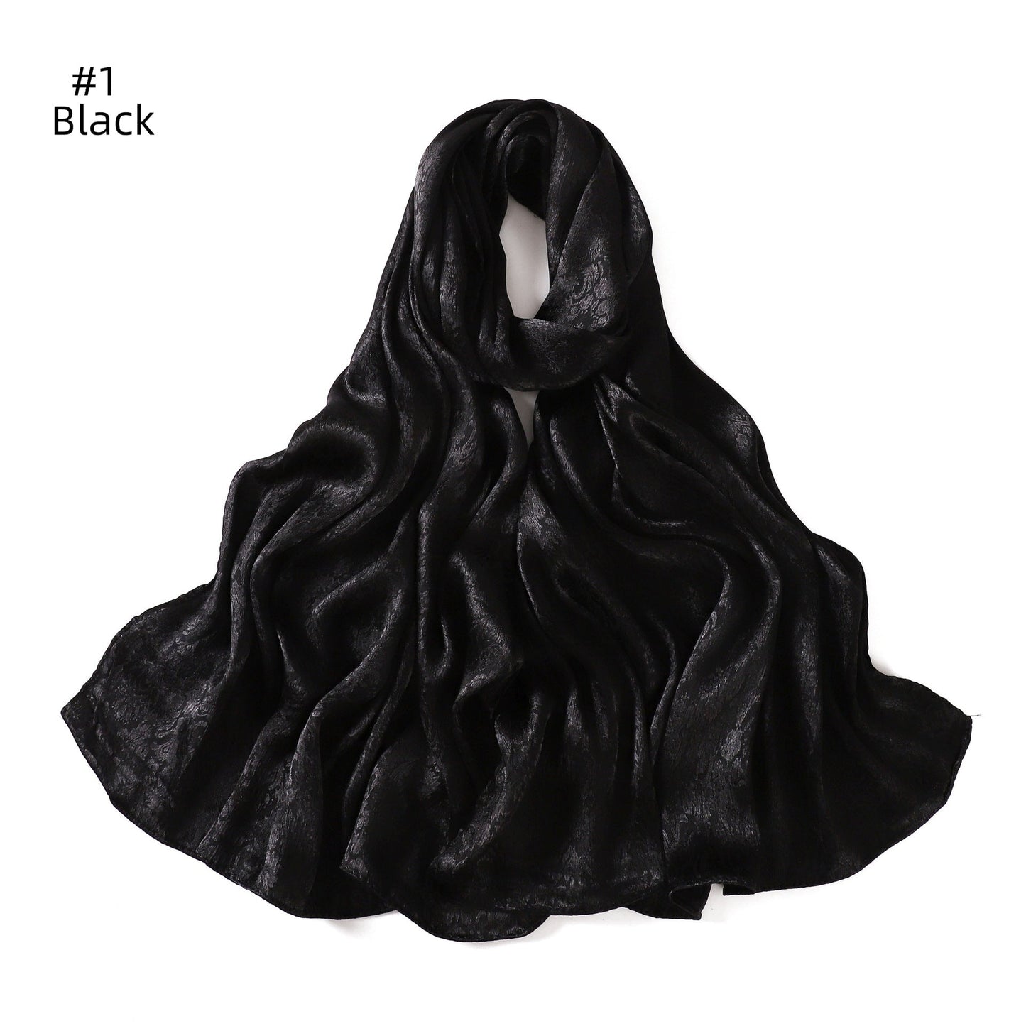 Womens Satin Patterned Jacquard Headscarf
