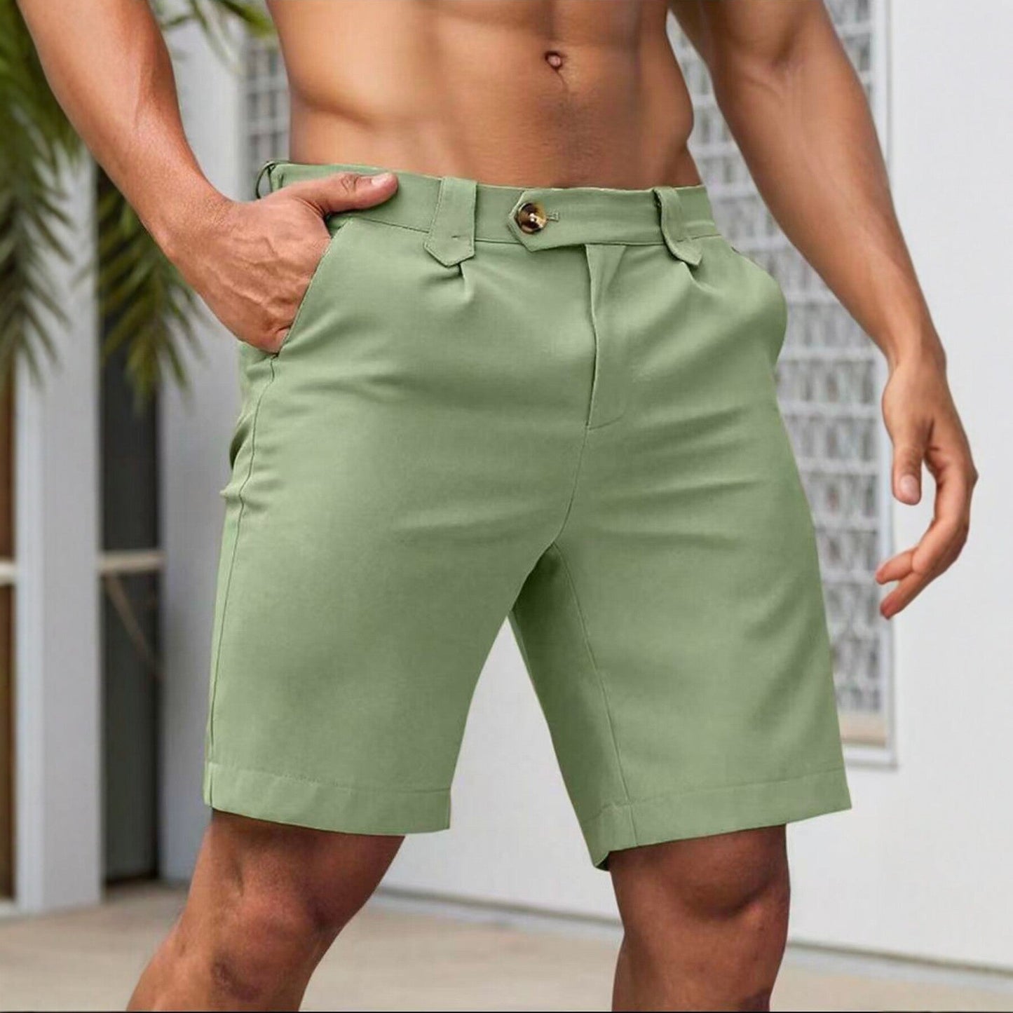 Business-Casual Slim-Fit Straight-Leg Shorts For Men