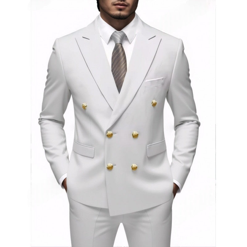 Mens Double-Breasted Fashionable Casual Blazer