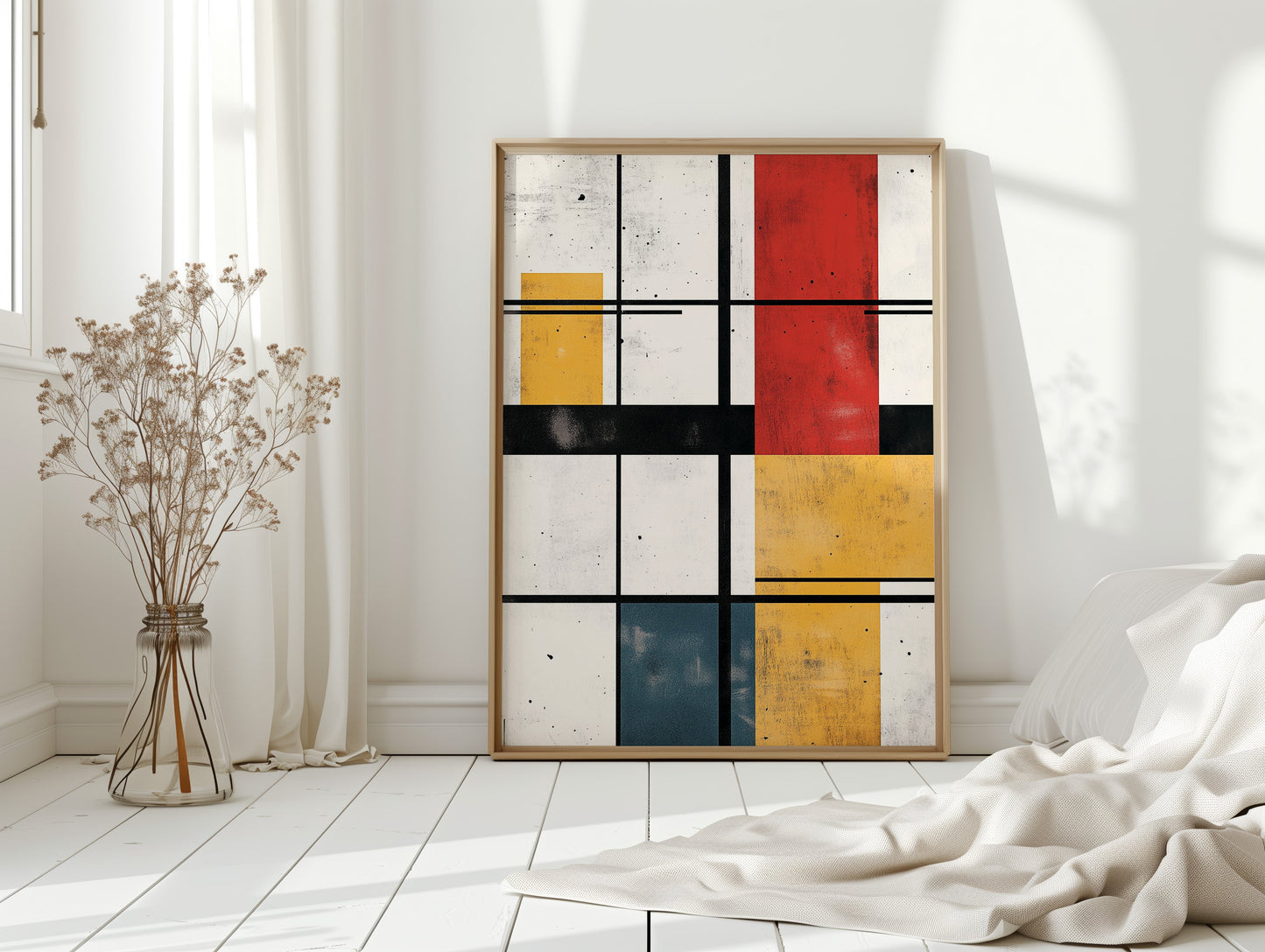 Rythme modulaire – Art de grille aux couleurs primaires abstraites