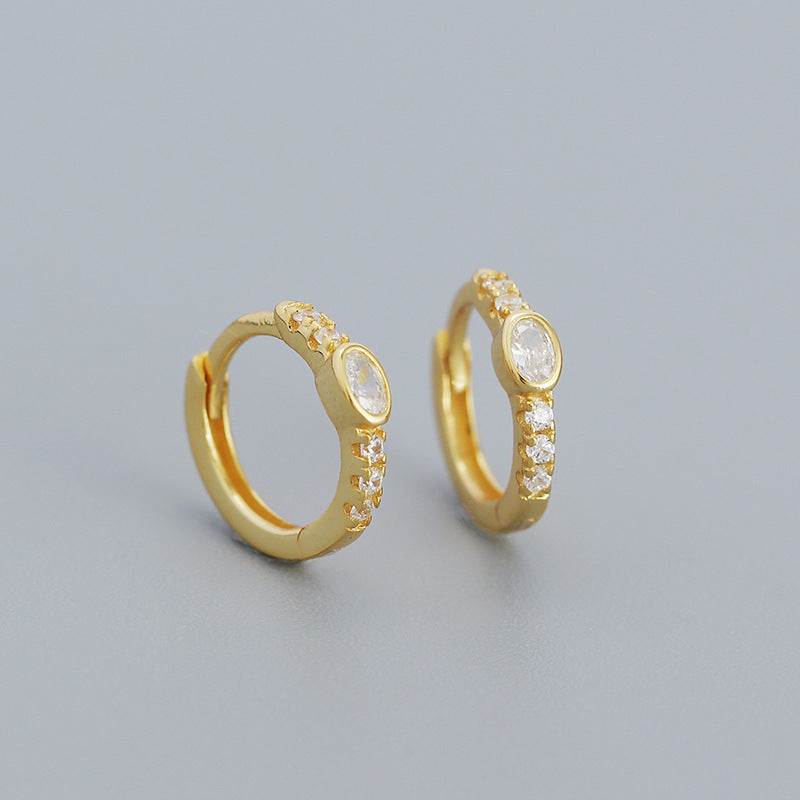 925 Sterling Silver Instagram-style High-end Diamond-studded Hoop Earrings