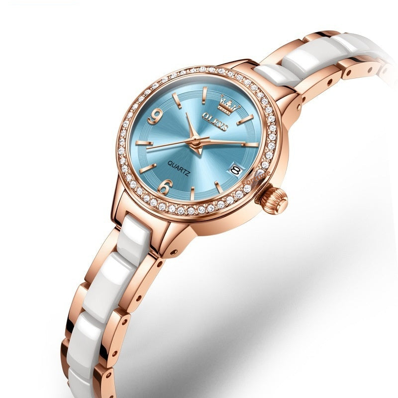 Oulishi Womens Watch With A Ceramic Strap A Versatile Quartz Timepiece