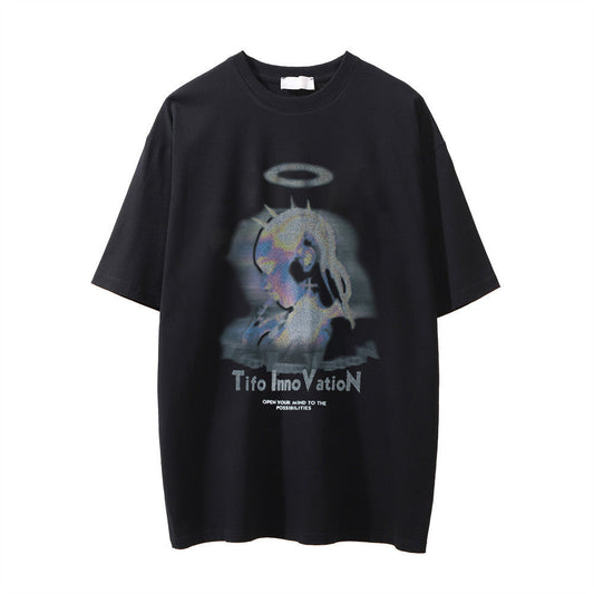 Printed Washed Distressed T-Shirt