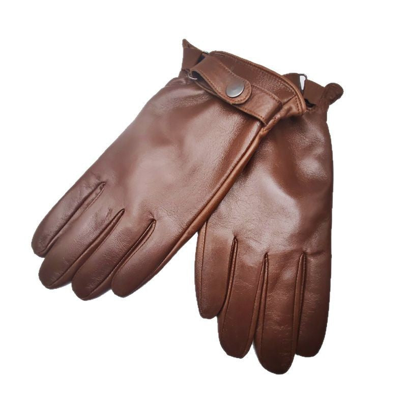 Mens Simple Stylish Waterproof Leather Gloves For Outdoor Cycling