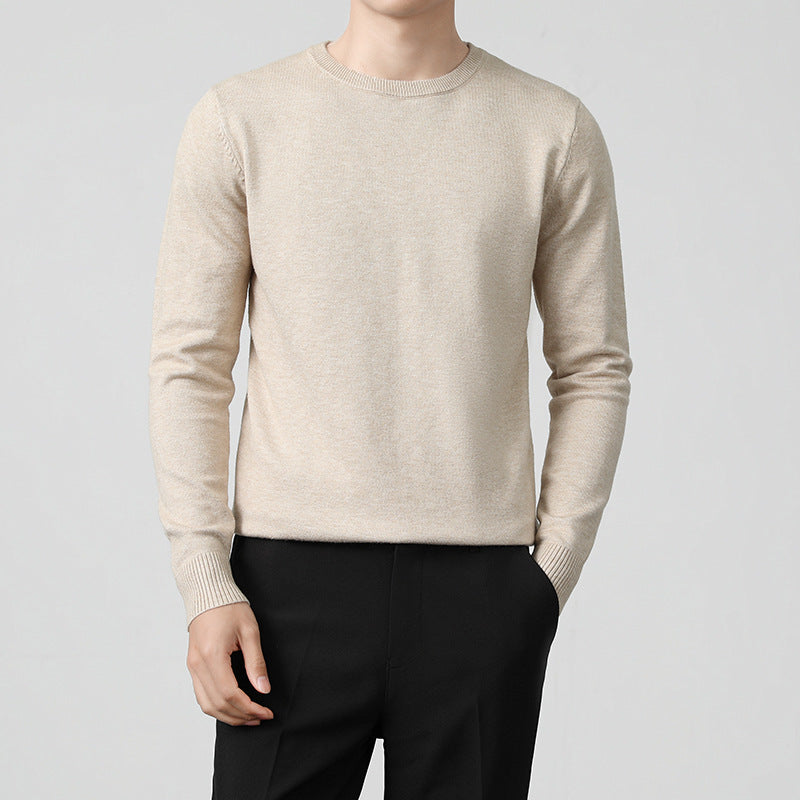 Mens Thickened White Knit Bottoming Sweater