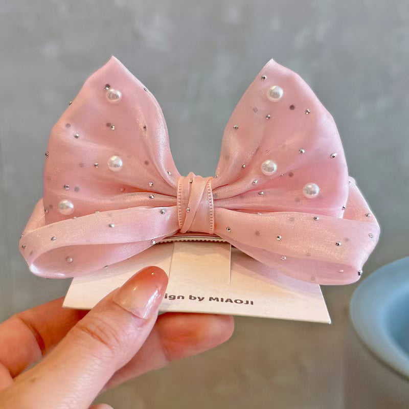 SpringSummer Kids Hair Clip With Three-Dimensional Pearl Big Bow