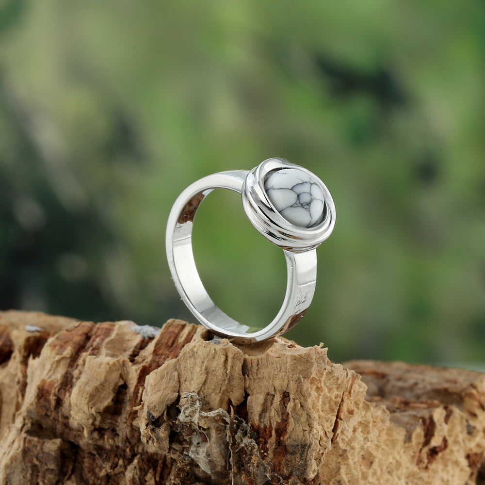 Titanium Steel Cats-eye Stone Womens Ring