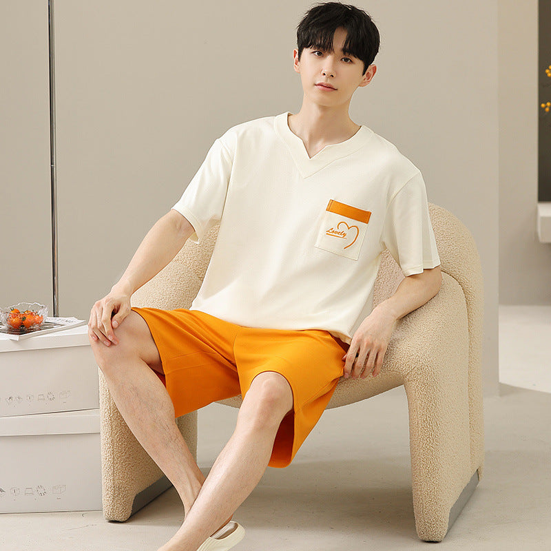 Men's Soft Short Sleeve 2 Casual Plus Size Pajamas Suit