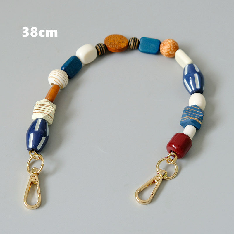 Fashionable Colorful Retro Handmade Wooden Chain Short Handbag Carrying Chain