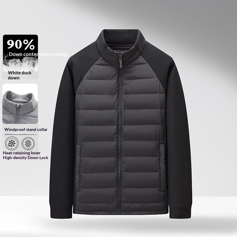 Mens Stand-Up Collar Patchwork Lightweight & Warm Down Jacket