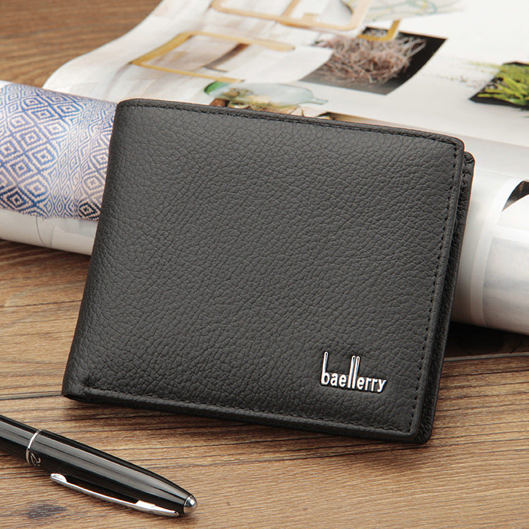 Genuine Leather Two-Fold Short Coin Purse For Men