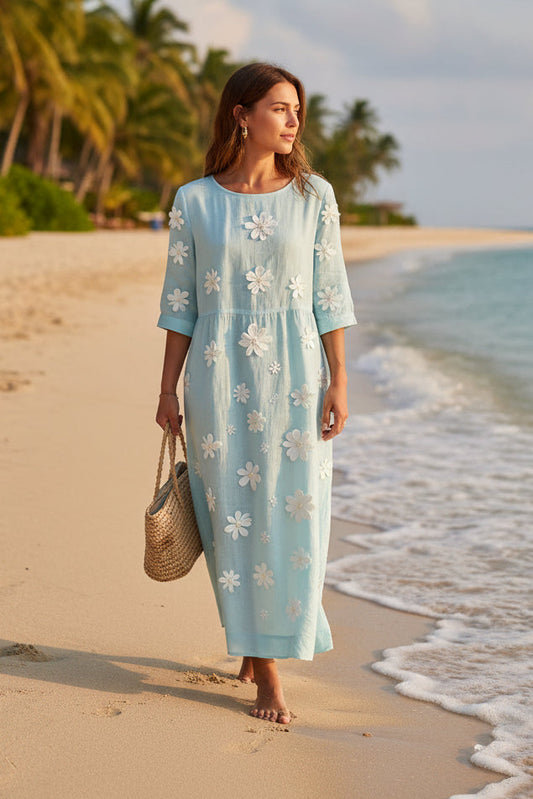 Women's Plus-Size Patchwork Maxi Dress – Relaxed Fit Casual Skirt