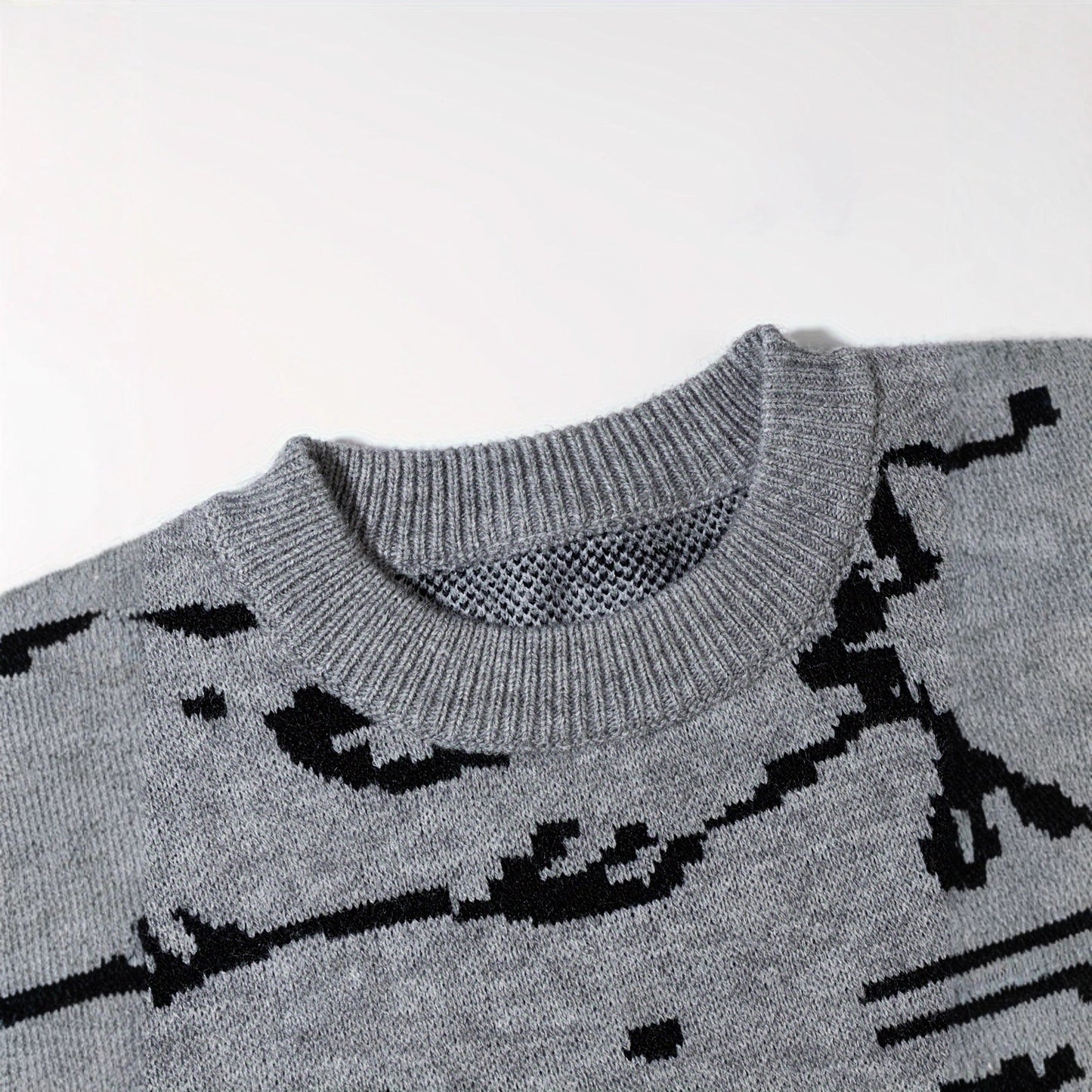 Mens Cute And Quirky Cat-print Knit Sweater