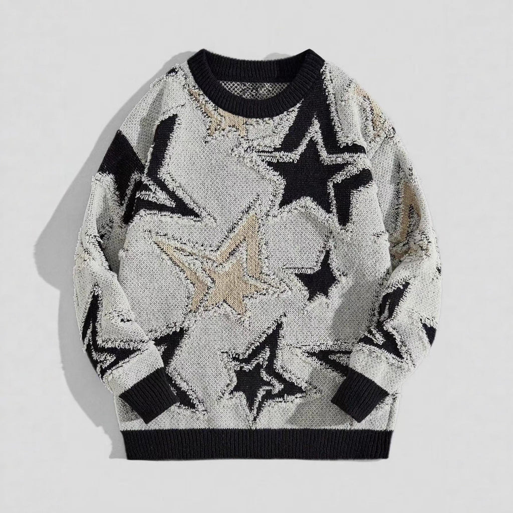 American-style Vintage Star Jacquard Sweater