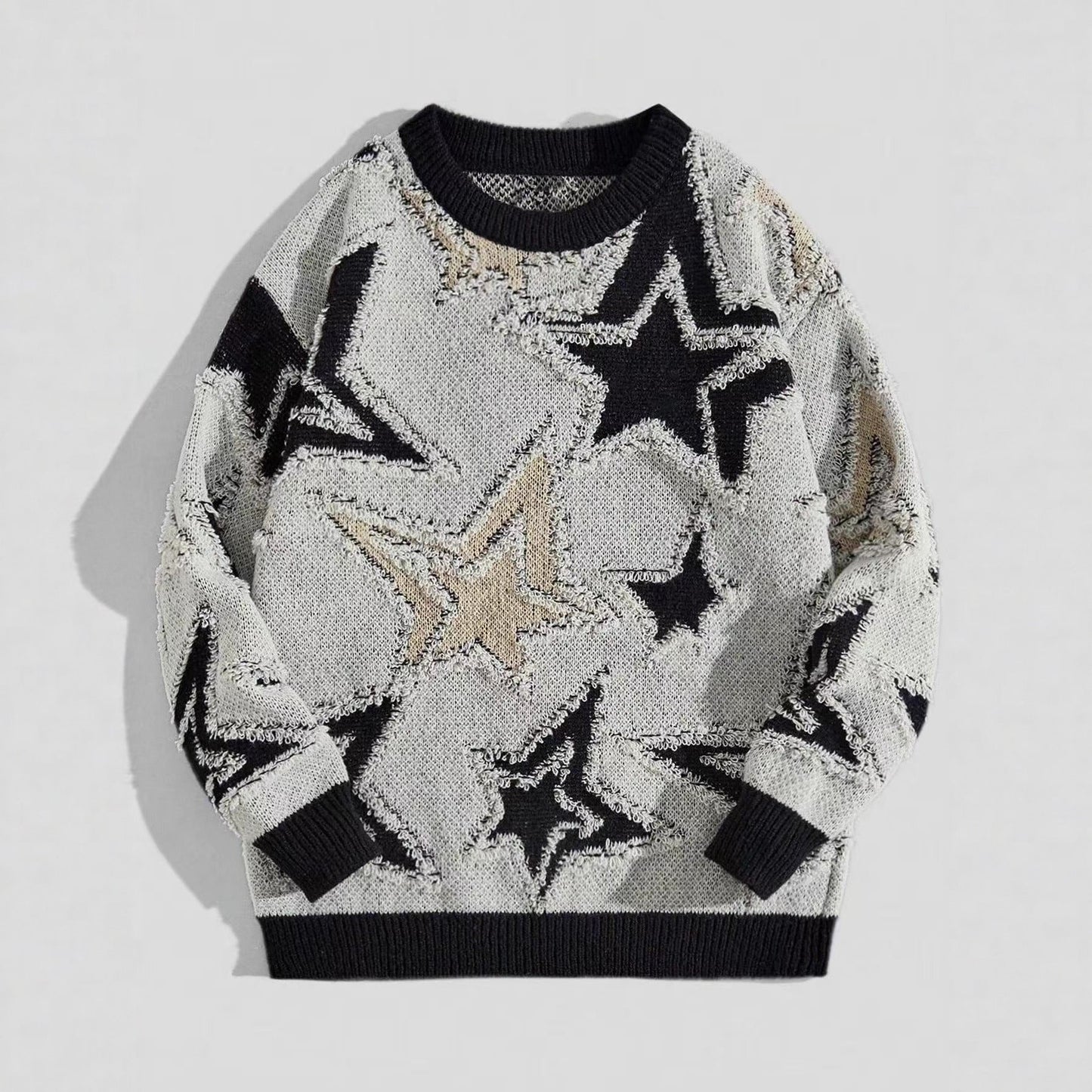 American-style Vintage Star Jacquard Sweater