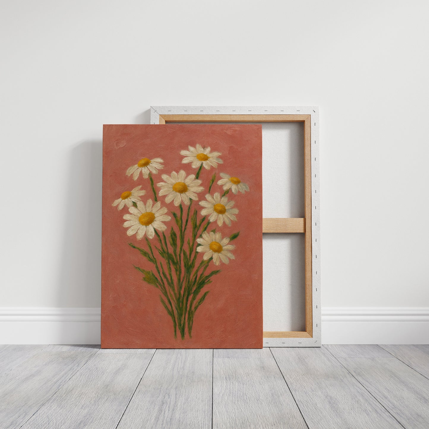 Wild Daisies on Blush Canvas