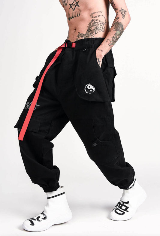 Pantalon cargo noir Yin Yang IBP332