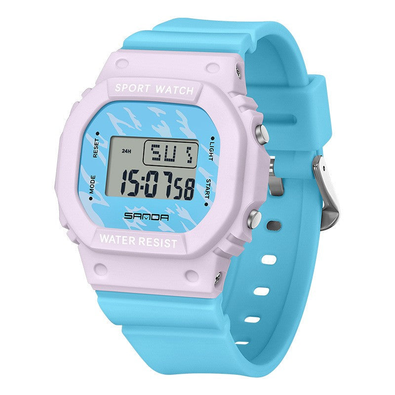 Square Electronic Watch Colorful Creativity For Male And Female Students