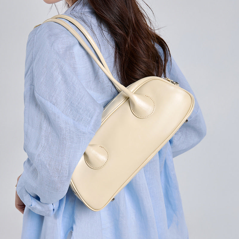 Womens Minimalist Genuine Leather Underarm Bag
