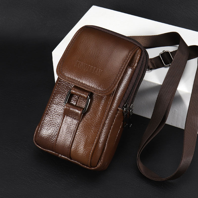 Leather Men's Mobile Phone Bag Multifunctional Waist Bag