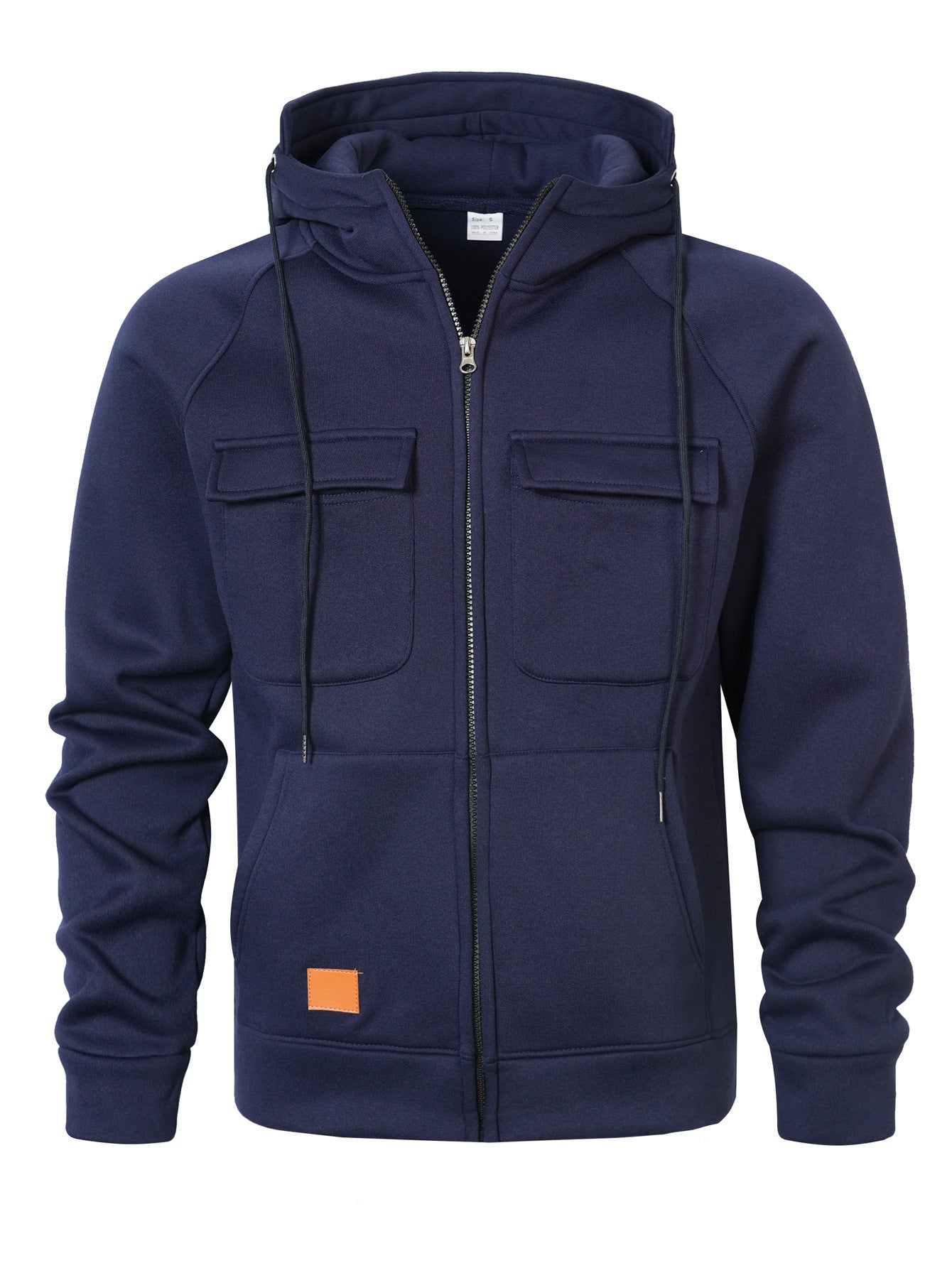 Mens Loose-Fit Hoodie With Multiple Pockets And A Stand-Up Collar