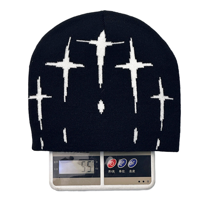 Starry Y2K Trendy Retro Knit Unisex Cross Knit Cap