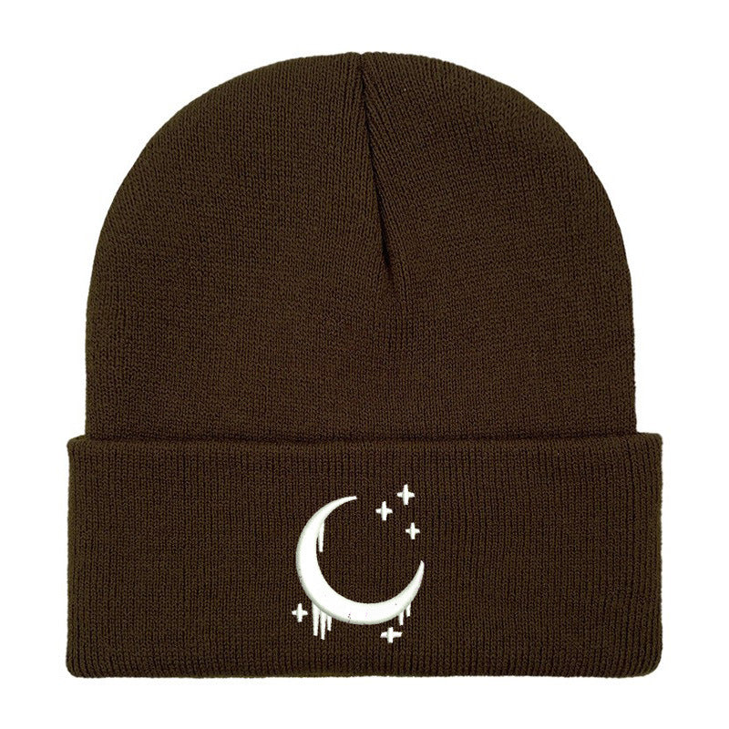 Amazon Embroidered Knitted Hat With Moon And Stars Design AutumnWinter Wool Hat