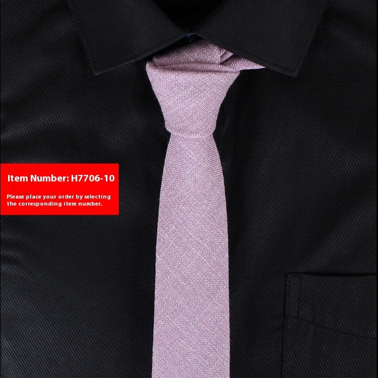 Solid Color Korean Style Narrow Cotton Men's 6cm Formal Wear Business Casual Wedding Tie