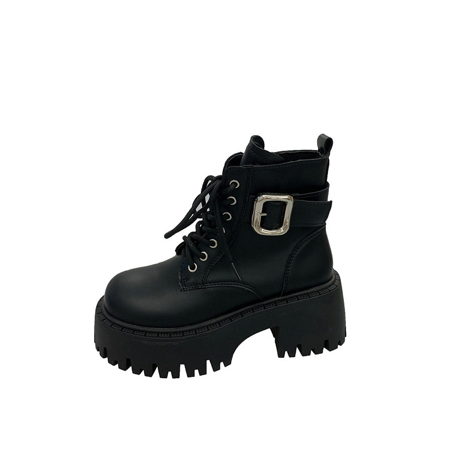 Womens Ankle Boots With Laces And A Height-increasing Design