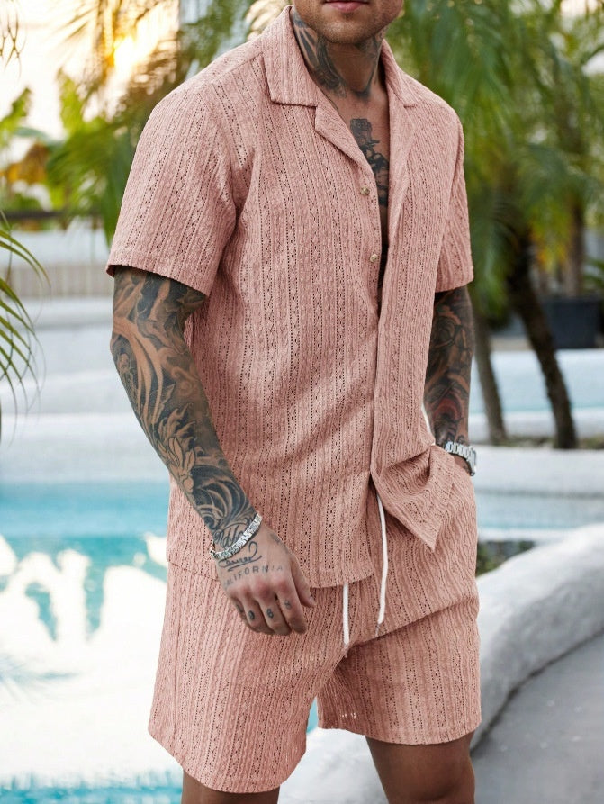 Mens Fashionable Printed Casual Shirt Set